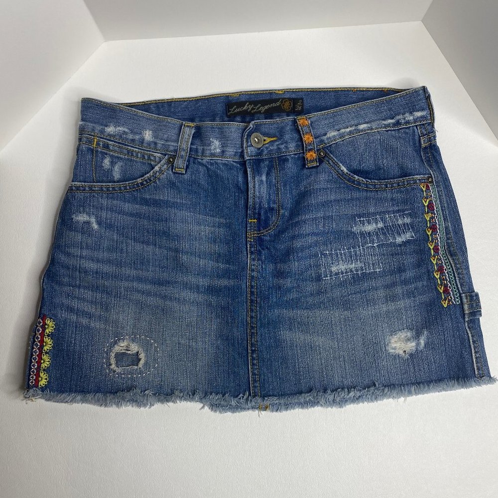 Lucky Brand Embroidered Denim Mini Skirt